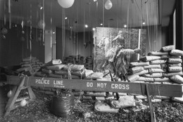 David Hammons. Installation view of Public Enemy in the exhibition Dislocations at The Museum of Modern Art, New York. Photo: Mali Olatunji