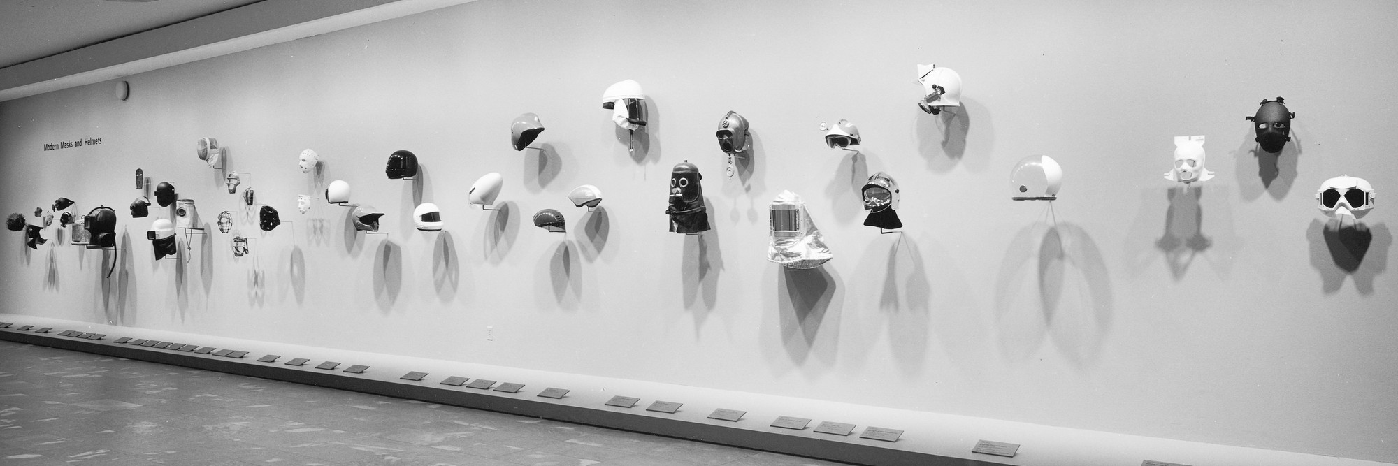 Installation view of Modern Masks and Helmets at The Museum of Modern Art, New York. Photo: Katherine Keller