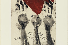 Antoni Tàpies. The Hands (Les Mains). 1969. Etching and aquatint, plate: 19 9/16 × 15 1/2″ (49.7 × 39.4cm); sheet: 30 1/2 × 23 1/8″ (77.5 × 58.7cm). Donald Karshan Fund. © 2016 Artists Rights Society (ARS), New York / ADAGP, Paris