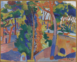 André Derain. Bridge over the Riou. 1906. Oil on canvas, 32 1/2 × 40″ (82.6 × 101.6 cm). The William S. Paley Collection. © 2016 Artists Rights Society (ARS), New York / ADAGP, Paris. Photo: Thomas Griesel