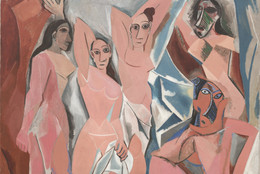 Pablo Picasso. *Les Demoiselles d’Avignon. Paris, June–July 1907. Oil on canvas, 8ʹ × 7ʹ 8ʺ (243.9 × 233.7 cm). Acquired through the Lillie P. Bliss Bequest. © 2016 Estate of Pablo Picasso / Artists Rights Society (ARS), New York