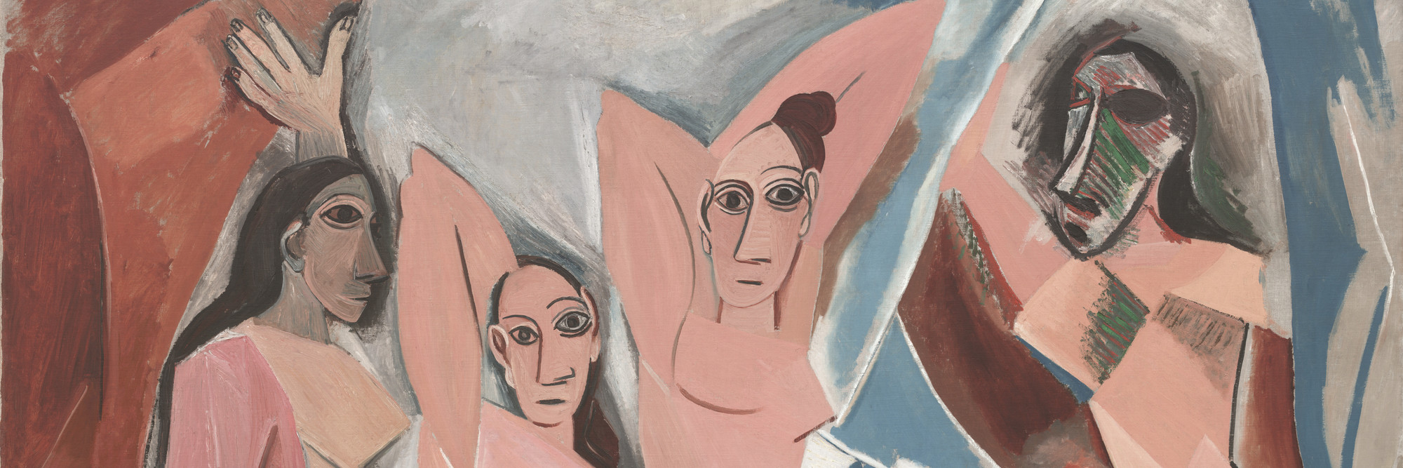 Pablo Picasso. *Les Demoiselles d’Avignon. Paris, June–July 1907. Oil on canvas, 8ʹ × 7ʹ 8ʺ (243.9 × 233.7 cm). Acquired through the Lillie P. Bliss Bequest. © 2016 Estate of Pablo Picasso / Artists Rights Society (ARS), New York