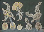 Max Ernst. The Gramineous Bicycle Garnished with Bells the Dappled Fire Damps and the Echinoderms Bending the Spine to Look for Caresses. c. 1921. Gouache, ink, and pencil on printed paper on paperboard, 29 1/4 × 39 1/4ʺ (74.3 × 99.7 cm). Purchase. © 2016 Artists Rights Society (ARS), New York / ADAGP, Paris