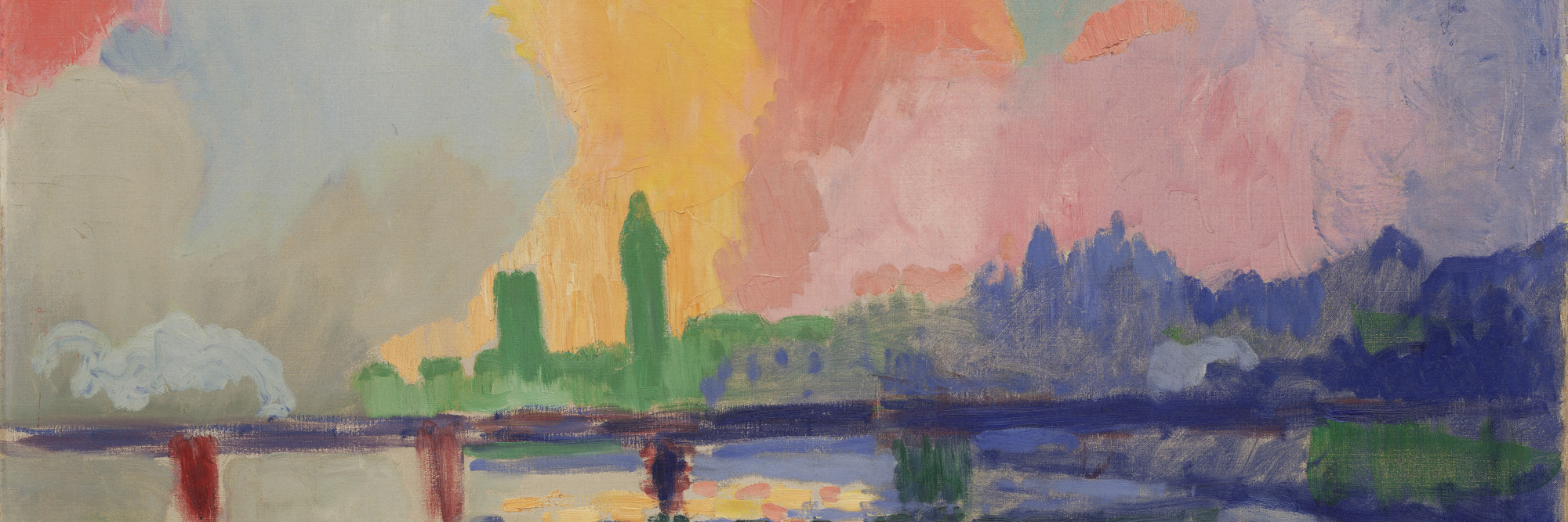 André Derain. Charing Cross Bridge. London, 1905–06. Oil on canvas, 32 1/8 × 39 5/8ʺ (81.7 × 100.7 cm). Fractional gift of Mr. and Mrs. David Rockefeller. © 2016 Artists Rights Society (ARS), New York / ADAGP, Paris. Photo: Paige Knight