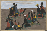 Jacob Lawrence. The migrants arrived in great numbers (panel 40 of 60). 1940–41. Casein tempera on hardboard, 12 × 18″ (30.5 × 45.7 cm). Gift of Mrs. David M. Levy. © 2016 Jacob Lawrence / Artists Rights Society (ARS), New York