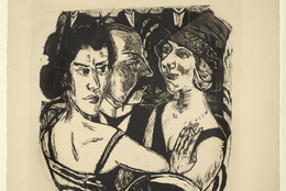 Max Beckmann. Group Portrait, Eden Bar (Gruppenbildnis Edenbar). 1923. Woodcut, composition (irreg.): 19 1/2 × 19 7/16″ (49.5 × 49.3 cm); sheet: 23 5/8 × 27 11/16″ (60 × 70.3 cm). Publisher: J. B. Neumann, Berlin. Printer: Fritz Voigt, Berlin. Edition: One of 4 known trial proofs before the edition of 40; plus 1 state proof. Abby Aldrich Rockefeller Fund. © 2016 Artists Rights Society (ARS), New York / VG Bild-Kunst, Bonn. Photo: Robert Gerhardt