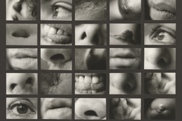 Carolee Schneemann. Portrait Partials. 1970. Thirty-five gelatin silver prints, 26 7/8 × 26 3/4″ (68.3 × 67.9 cm). Acquired through the generosity of the Peter Norton Family Foundation. © 2016 Carolee Schneemann / Artists Rights Society (ARS), New York