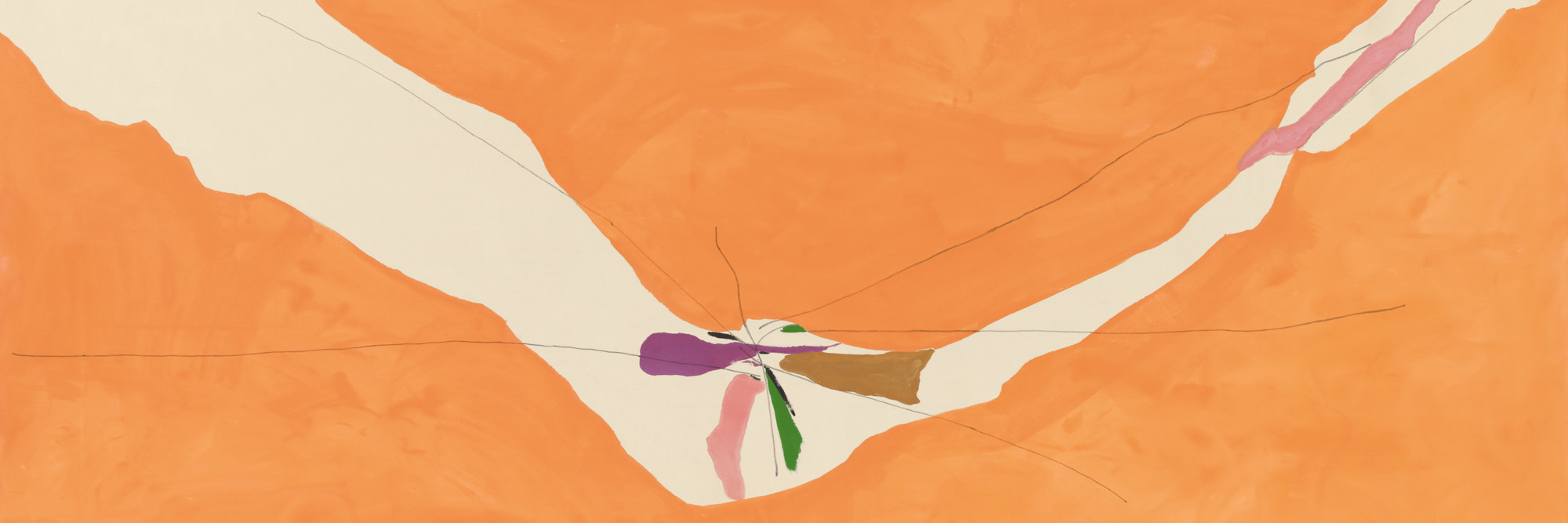 Helen Frankenthaler. Chairman of the Board. 1971. Synthetic polymer paint and felt-tip pen on canvas, 7′ 4 1/4″ × 16′ 2 1/4″ (224.2 × 493.2 cm) Credit Nina and Gordon Bunshaft Bequest. © 2016 Helen Frankenthaler / Artists Rights Society (ARS), New York