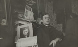 Unknown photographer. Portrait of Tristan Tzara. c. 1920. Gelatin silver print, 4 1/2 × 7 5/16″ (11.5 × 18.5 cm). Dadaglobe submission from Tristan Tzara (Samuel Rosenstock) (French, born Romania, 1896–1963). Collection Chancellerie des Universités de Paris, Bibliothèque littéraire Jacques Doucet, Paris, Fonds Tzara