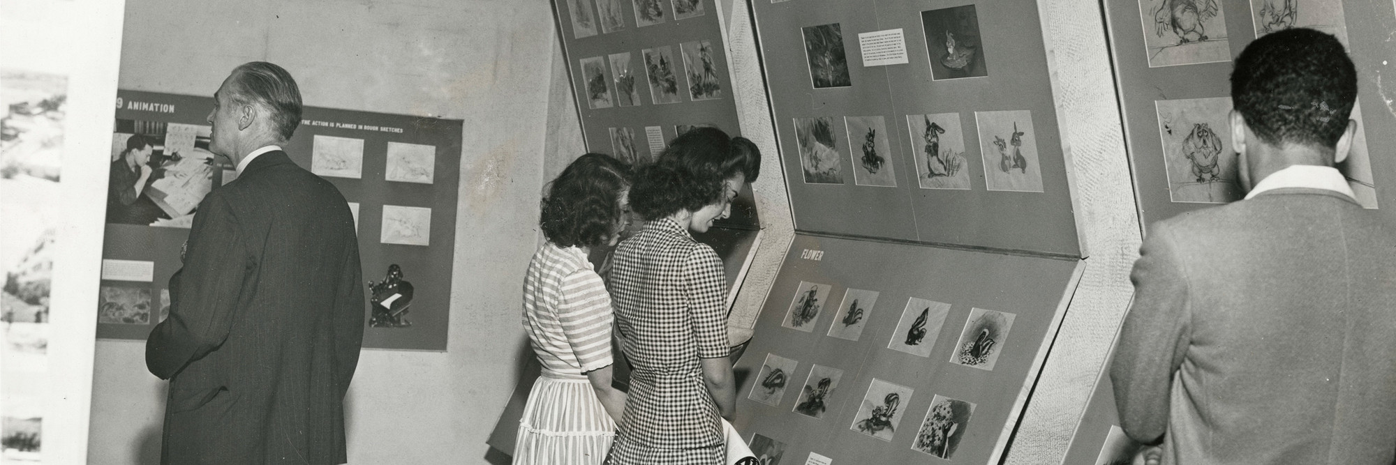 Installation view of Bambi: The Making of an Animated Sound Picture at The Museum of Modern Art, New York