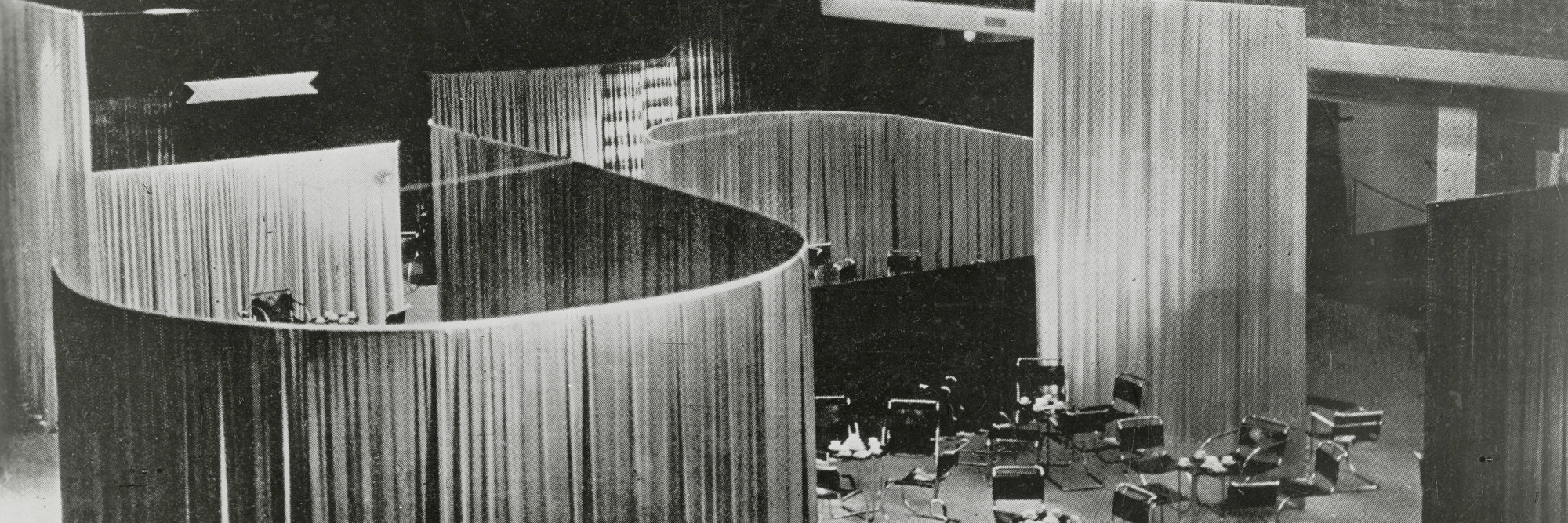 Lilly Reich. Women’s Fashion Exhibition, Berlin, Germany. View of the Velvet and Silk Café. 1927. Gelatin silver print, 8 × 10″ (20.3 × 25.4 cm). The Museum of Modern Art, New York. Mies van der Rohe Archive, gift of the architect
