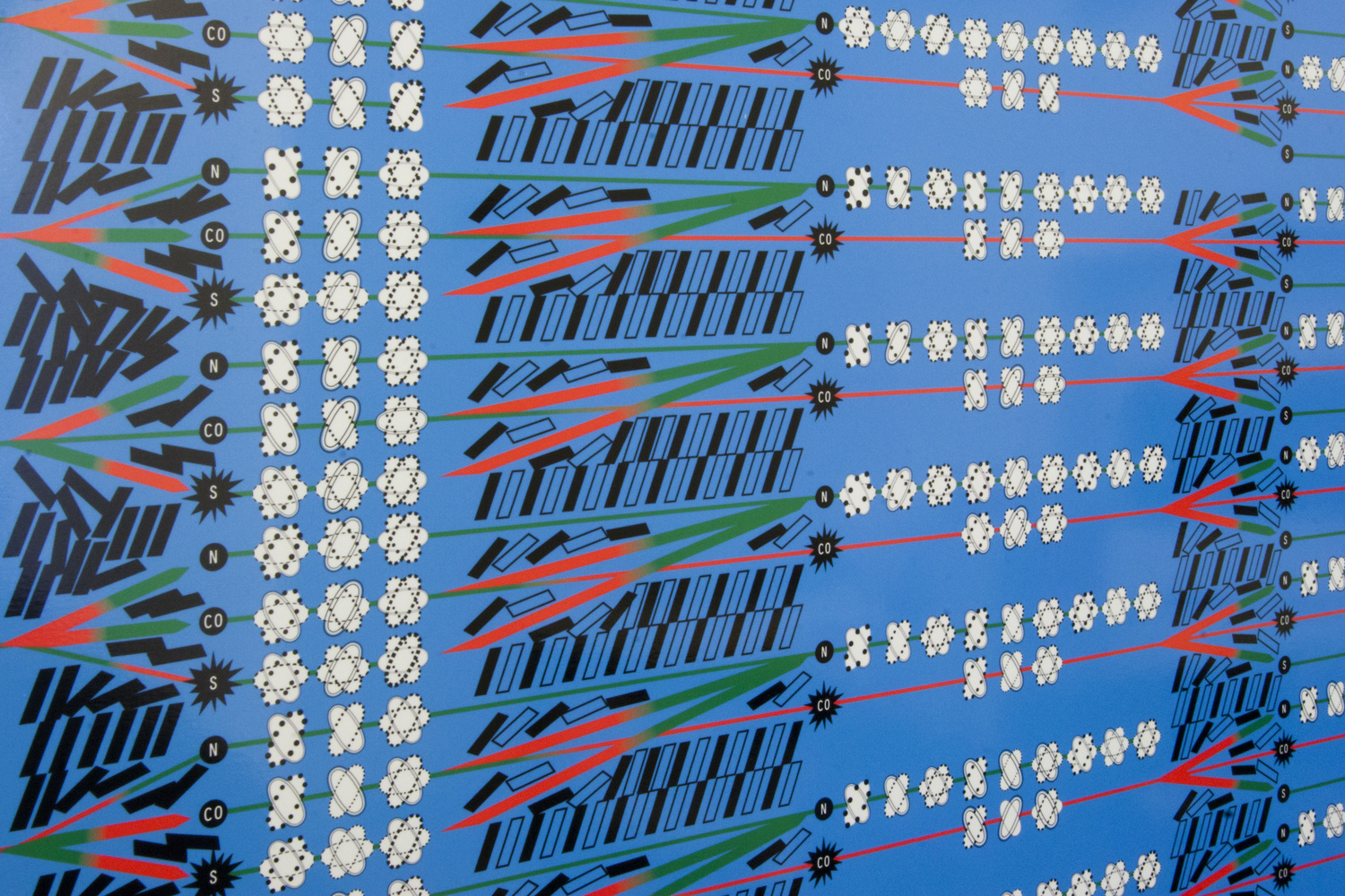 Lawrence Abu Hamdan. Conflicted Phonemes. 2012. Vinyl wall print, nine A4 sized vinyl prints, and nine stacks of printed A4 paper, sheet: 105 x 81" (266.7 x 205.7 cm). Fund for the Twenty-First Century. © 2016 Lawrence Abu Hamdan