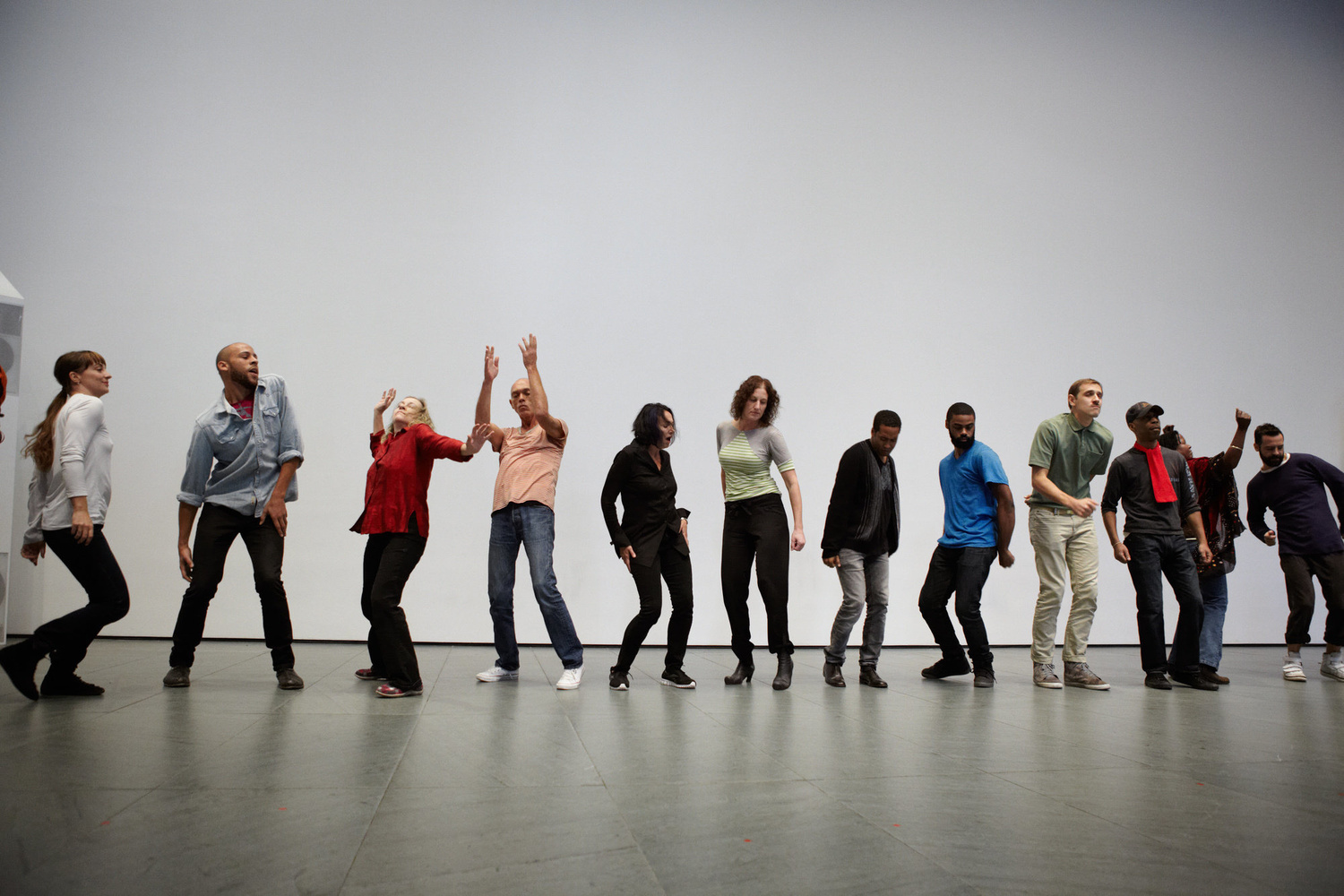 Performance of Jérôme Bel’s The Show must go on (2001) at The Museum of Modern Art, 2012. Part of Some sweet day (October 15–November 04, 2012). © 2012 Museum of Modern Art, New York. Photo: Julieta Cervantes