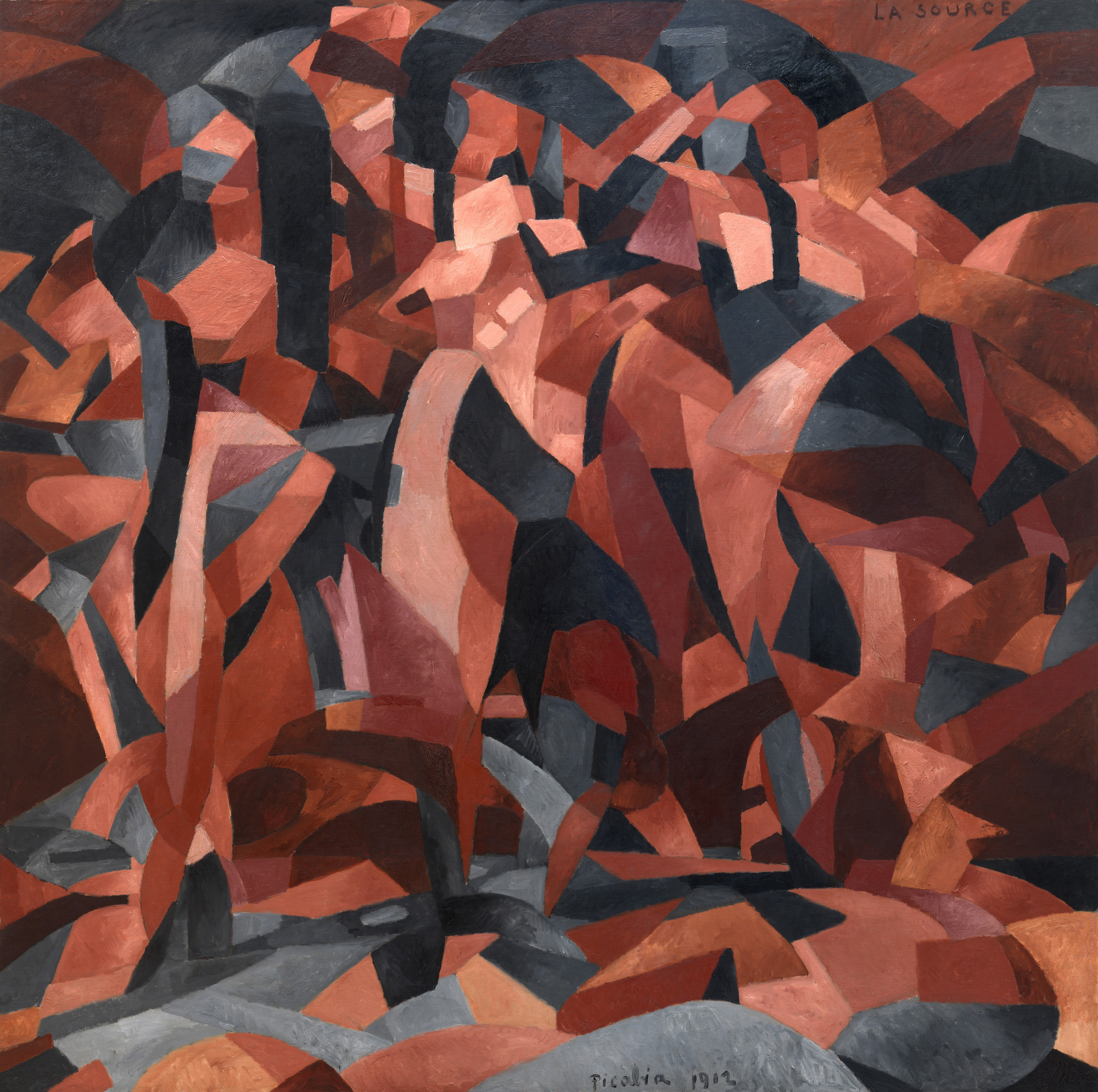 Francis Picabia. La Source (The Spring). 1912. Oil on canvas, 8′ 2 1/4″ × 8′ 2 1/8″ (249.6 × 249.3 cm). The Museum of Modern Art, New York. Eugene and Agnes E. Meyer Collection, given by their family, 1974. © 2016 Artist Rights Society (ARS), New York/ADAGP, Paris. Photo: The Museum of Modern Art, John Wronn and Jonathan Muzikar