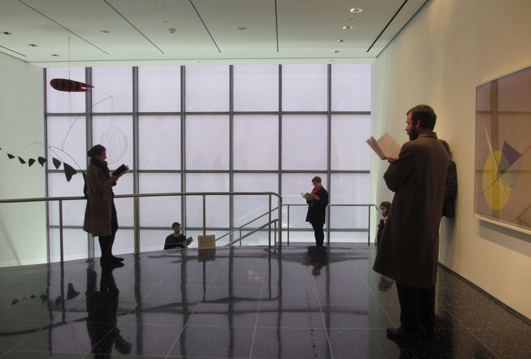 Uncontested Spaces: Guerilla Readings in the MoMA Galleries, April 17, 2013, The Museum of Modern Art. Photo: Lawrence Schwartzwald. © 2016 The Museum of Modern Art, New York