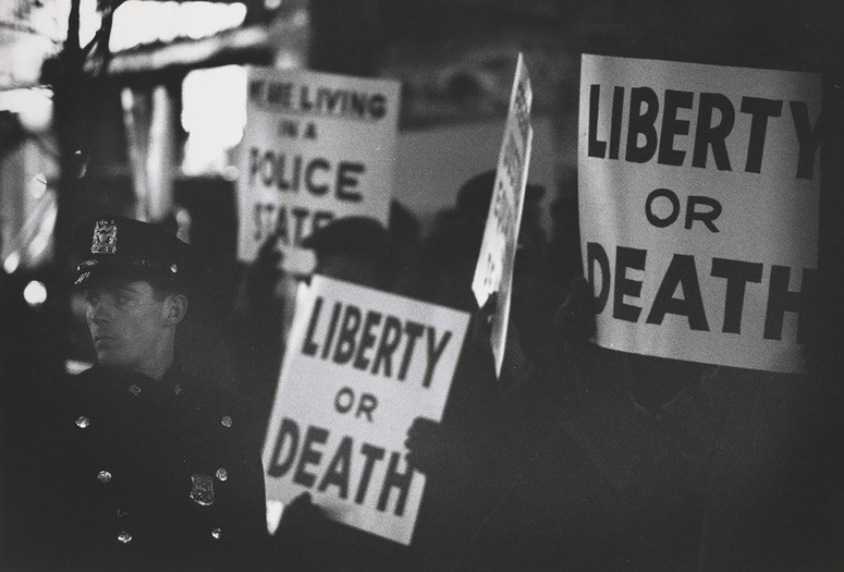 Gordon Parks. Harlem Rally, Harlem, New York. 1963. Gelatin silver print, 9 3/16 x 13 3/8&#34; (23.3 x 34 cm). Committee on Photography Fund. © 2016 Gordon Parks Foundation