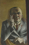 Max Beckmann. Self-Portrait with a Cigarette. 1923. Oil on canvas, 23 3/4 × 15 7/8&#34; (60.2 × 40.3 cm). Gift of Dr. and Mrs. F. H. Hirschland. © 2016 Artists Rights Society (ARS), New York / VG Bild-Kunst, Bonn