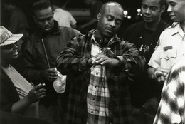Charles Burnett on the set of The Glass Shield. 1994. USA. Written and directed by Charles Burnett