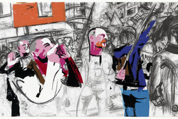 Erik van Lieshout (Dutch, born 1968). Untitled. 2014. Conté crayon, synthetic polymer paint, felt-tip pen, and vinyl on paper, 59 x 107 7/8&#34; (149.9 x 274 cm). The Museum of Modern Art, New York. Acquired through the generosity of The Contemporary Drawing and Print Associates of The Museum of Modern Art in memory of Riva Castleman, 2015. © 2017 Erik van Lieshout