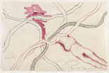 Louise Bourgeois. No. 5 of 14 from the installation set À l’Infini. 2008. Soft ground etching, with selective wiping, watercolor, gouache, pencil, colored pencil, and watercolor wash additions, 40 x 60&#34; (101.6 x 152.4 cm). The Museum of Modern Art, New York. Purchased with funds provided by Agnes Gund, Marie-Josée and Henry R. Kravis, Marlene Hess and James D. Zirin, Maja Oeri and Hans Bodenmann, and Katherine Farley and Jerry Speyer, and Richard S. Zeisler Bequest (by exchange). © 2017 The Easton Foundation/Licensed by VAGA, NY