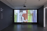 Installation view of Inbox: Jeff Scher. Shown: Jeff Scher. Pretty, Dead. 2010. Digital cinema. Purchase from the Artist. Photo: John Wronn