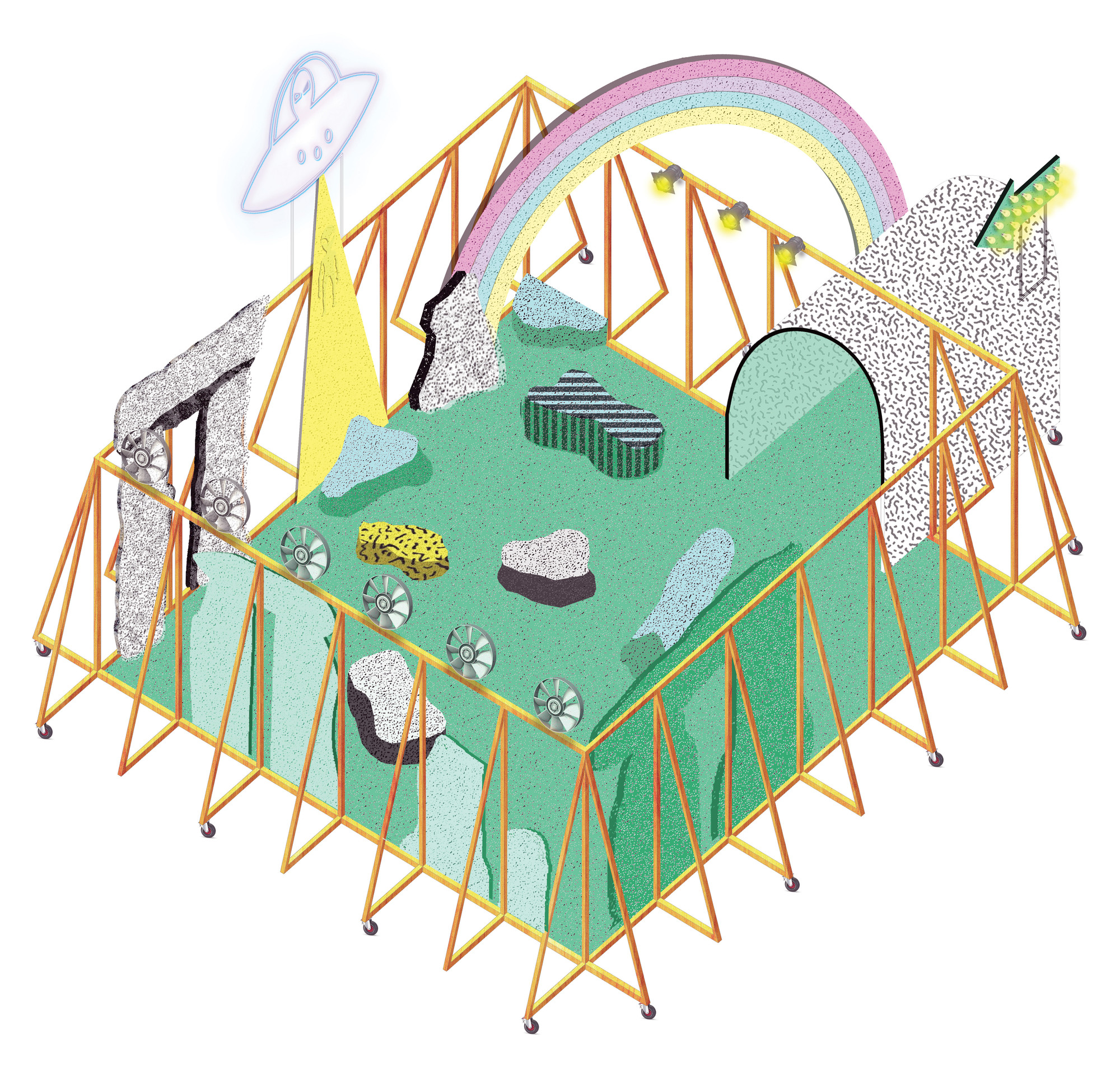 Parasite 2.0. MAXXI Temporary School: The Museum Is a School, a School Is a Battleground (rendering). 2016. Young Architects Program 2016 Rome winner