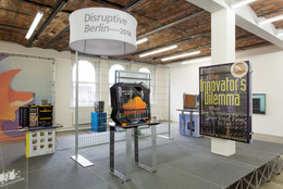 Installation view of Simon Denny: The Innovator&#39;s Dilemma, on view at MoMA PS1. Photo: Pablo Enriquez.