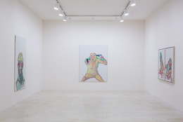 Installation view of Maria Lassnig at MoMA PS1, 2014. Photo Matthew Septimus. © 2014 MoMA PS1