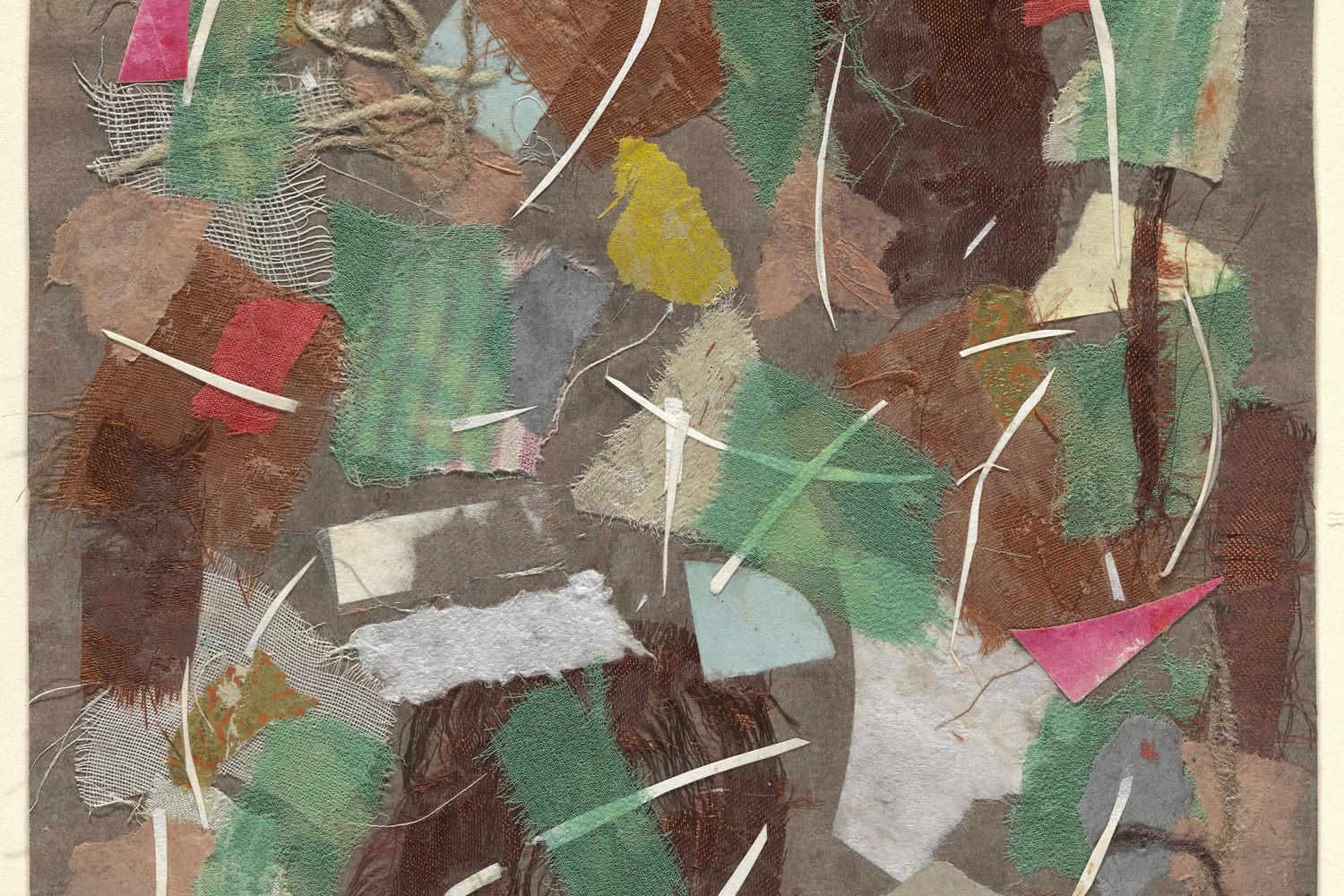 Anne Ryan. Collage, 353. 1949. Pasted colored papers, cloth, and string on paper, 7 1/2 x 6 7/8″ (19 x 17.5 cm). The Museum of Modern Art, New York. Gift of Elizabeth McFadden