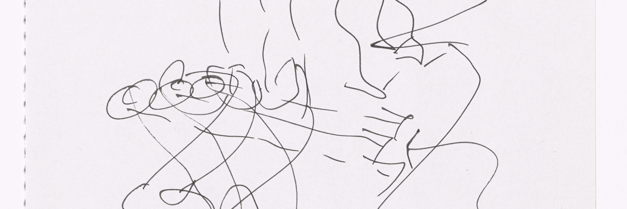 Merce Cunningham (American, 1919–2009). Notes for Roaratorio. 1983. Felt-tip pen on paper, 11 5/8 × 7 3/4″ (29.5 × 19.7 cm). Anonymous gift in honor of Margarete Roeder. © 2017 Merce Cunningham. Photo: Peter Butler