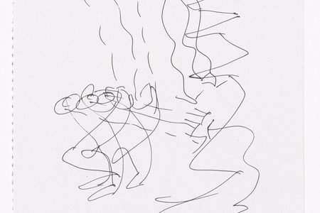 Merce Cunningham (American, 1919–2009). Notes for Roaratorio. 1983. Felt-tip pen on paper, 11 5/8 × 7 3/4″ (29.5 × 19.7 cm). Anonymous gift in honor of Margarete Roeder. © 2017 Merce Cunningham. Photo: Peter Butler