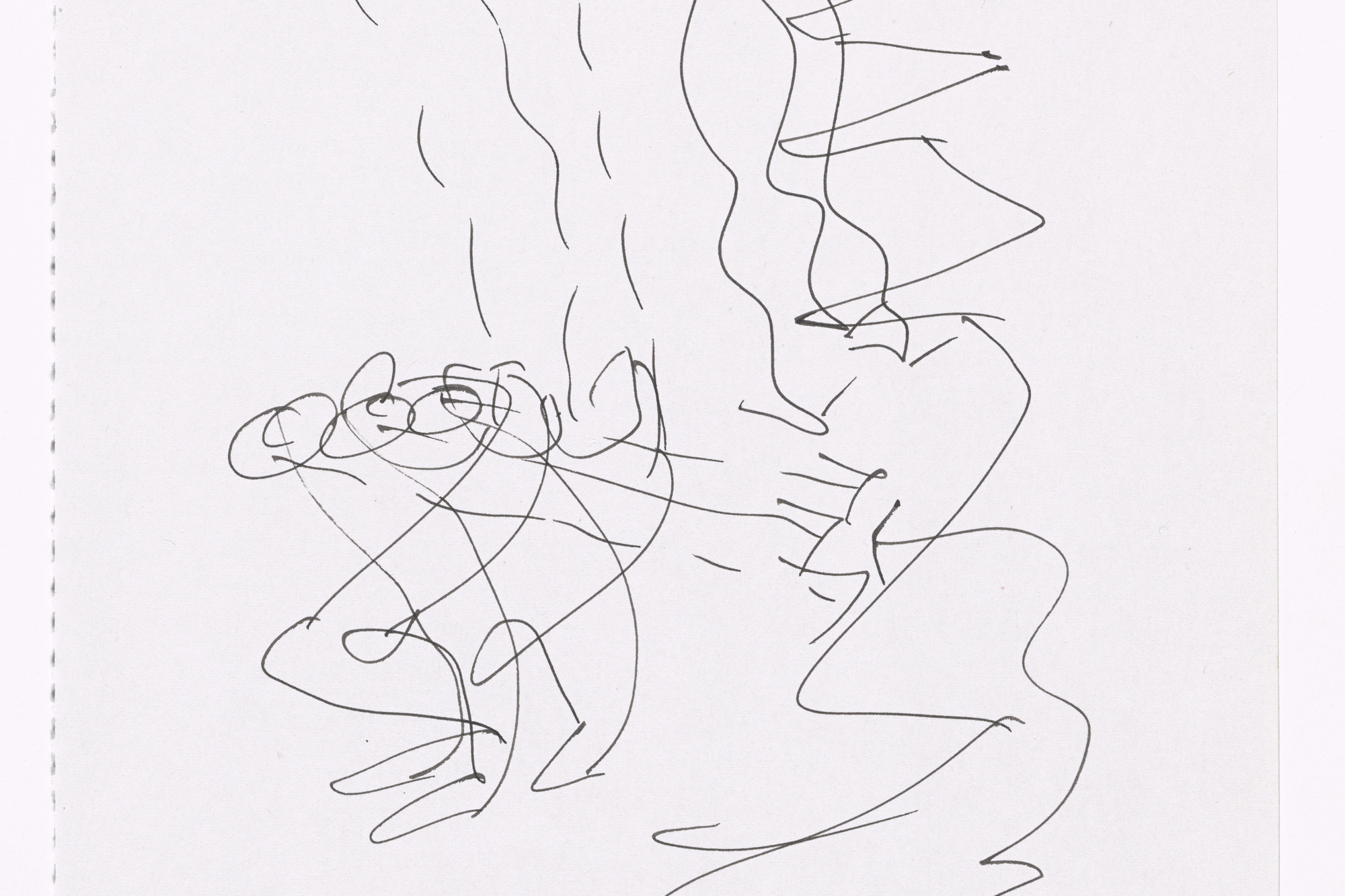 Merce Cunningham (American, 1919–2009). Notes for Roaratorio. 1983. Felt-tip pen on paper, 11 5/8 × 7 3/4″ (29.5 × 19.7 cm). Anonymous gift in honor of Margarete Roeder. © 2017 Merce Cunningham. Photo: Peter Butler