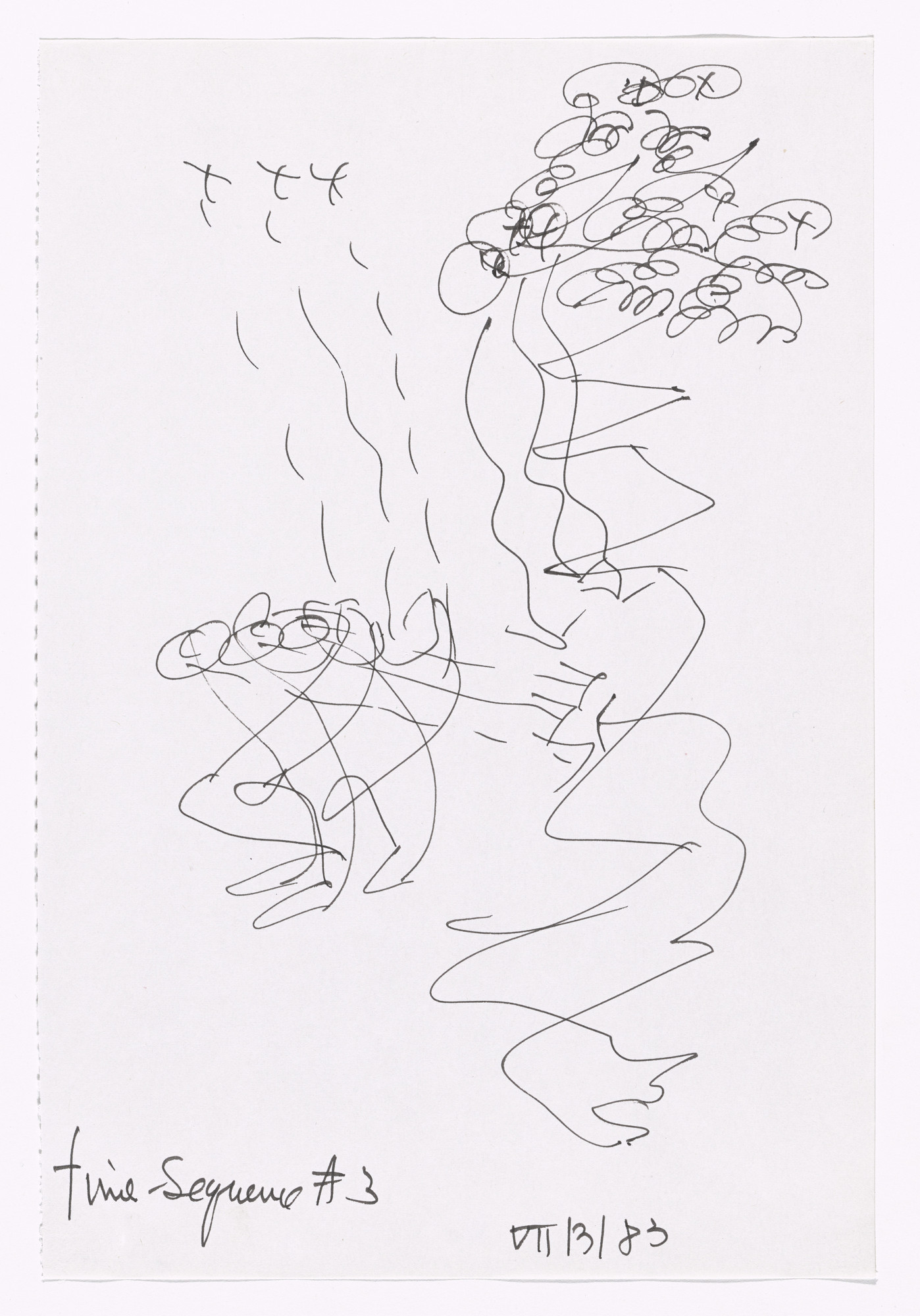 Merce Cunningham (American, 1919–2009). Notes for Roaratorio. 1983. Felt-tip pen on paper, 11 5⁄8 × 7 3/4″ (29.5 × 19.7 cm). Anonymous gift in honor of Margarete Roeder. © 2017 Merce Cunningham. Photo: Peter Butler