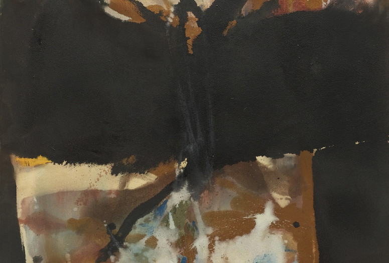 Helen Frankenthaler. Trojan Gates. 1955. Oil and enamel on canvas, 6' x 48 7/8" (182.9 x 124.1 cm). The Museum of Modern Art, New York. Gift of Mr. and Mrs. Allan D. Emil. © 2017 Helen Frankenthaler/Artists Rights Society (ARS), New York