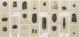 Lorna Simpson. Wigs (Portfolio). 1994. Portfolio of 21 lithographs on felt, with 17 lithographed felt text panels, overall: 6′ × 13′ 6″ (182.9 × 411.5 cm). Purchased with funds given by Agnes Gund, Howard B. Johnson, and Emily Fisher Landau. © 2017 Lorna Simpson. Photo: John Wronn