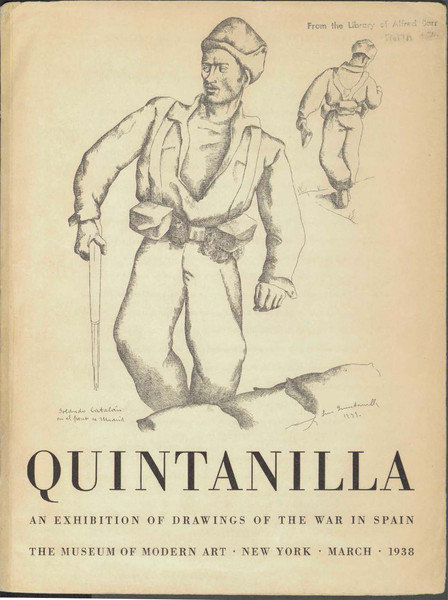 Cover of catalog Quintanilla: an exhibition of drawings of the war in Spain, the Museum of Modern Art, New York, March, 1938