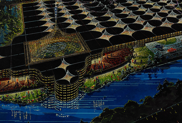 Frank Lloyd Wright. Lenkurt Electric Company, perspective (detail). 1955. Frank Lloyd Wright Foundation Archives (The Museum of Modern Art | Avery Architectural & Fine Arts Library, Columbia University, New York)