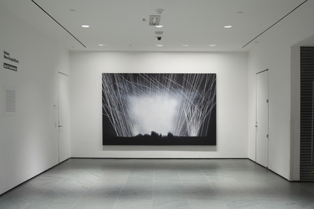 Jack Goldstein. Installation view of Untitled. 1981. Synthetic polymer paint on canvas, 82 3/4 × 130″ (210.2 × 330.2 cm). The Sidney and Harriet Janis Collection (by exchange) and gift of Jill and Peter Kraus. Photo: John Wronn