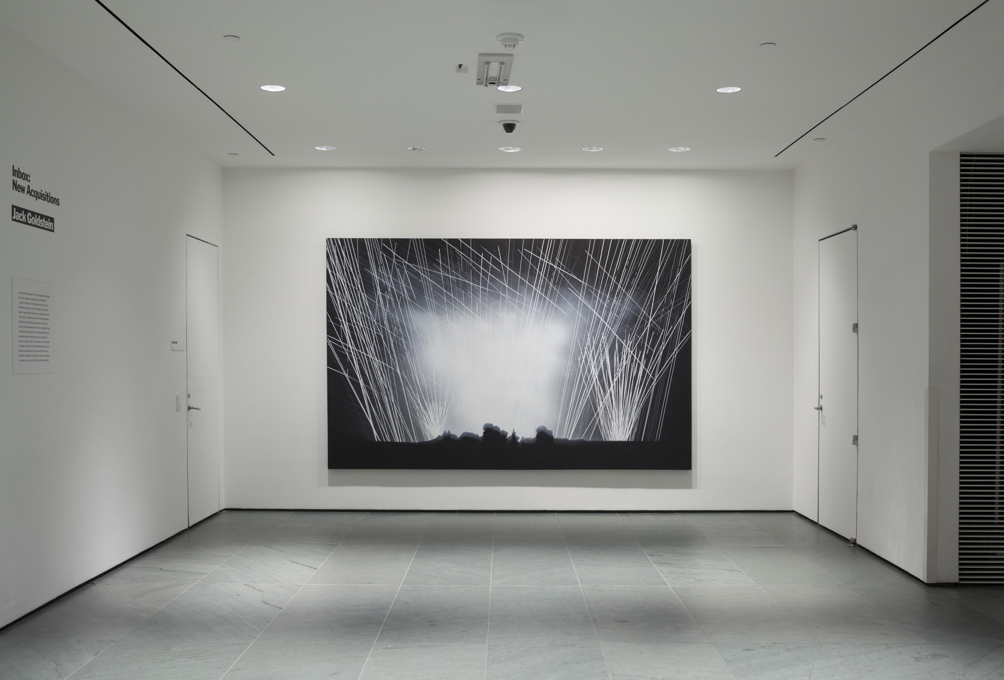Jack Goldstein. Installation view of Untitled. 1981. Synthetic polymer paint on canvas, 82 3⁄4 × 130″ (210.2 × 330.2 cm). The Sidney and Harriet Janis Collection (by exchange) and gift of Jill and Peter Kraus. Photo: John Wronn