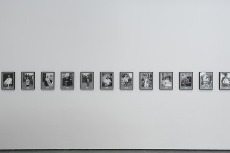 Installation view, of Inbox: Hans-Peter Feldmann’s 100 Years, The Museum of Modern Art, New York, February 11–March 12, 2017. Shown: Hans-Peter Feldmann. 100 Years. 2001. 101 gelatin silver prints, each 12 × 9 1/2″ (30.5 × 24.1 cm). The Photography Council Fund, and Vital Projects Fund, Robert B. Menschel, 2016. © 2017 Hans-Peter Feldmann/Artists Rights Society (ARS), New York/VG Bild-Kunst, Germany