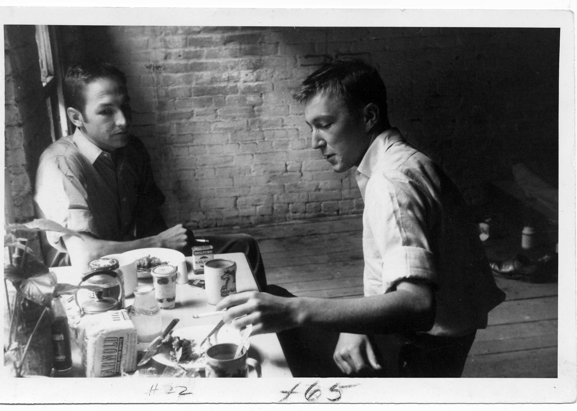 Robert Rauschenberg and Jasper Johns in Johns’s Pearl Street studio, c. 1954. Photograph: Rachel Rosenthal. © Rachel Rosenthal Estate