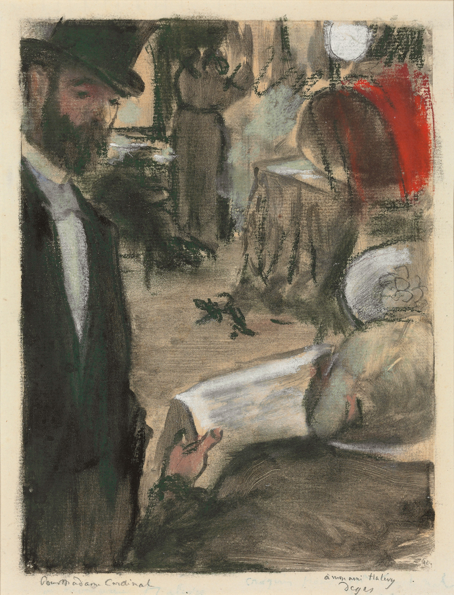 Hilaire-Germain-Edgar Degas. *Pauline and Virginie Conversing with Admirers (Pauline et Virginie Cardinal bavardant avec des admirateurs)* . 1876–77