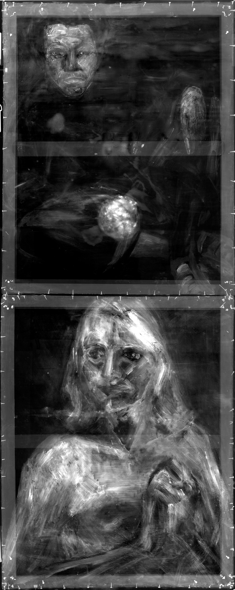 X-ray showing paintings underneath the surface of Robert Rauschenberg, *Asheville Citizen*, 1952
