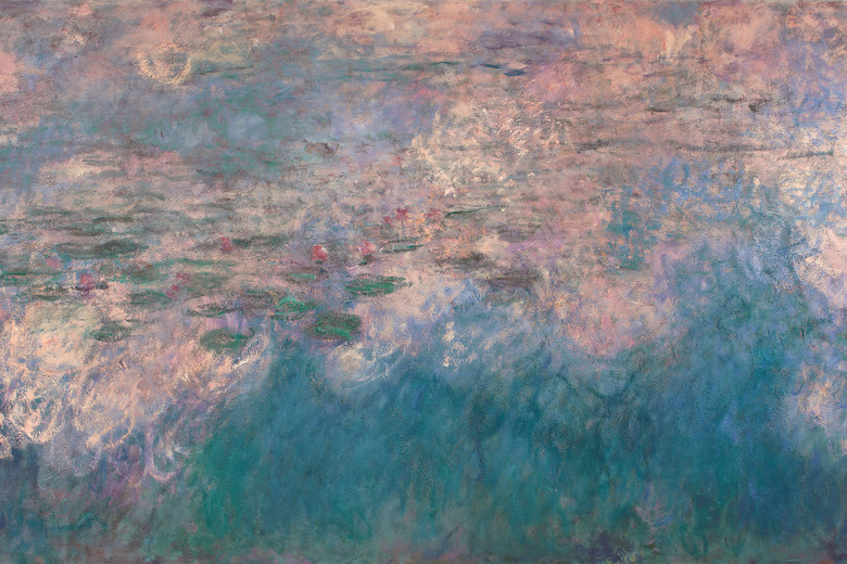 Claude Monet. Water Lilies (detail). 1914–26. Oil on canvas, three panels, Each 6' 6 3/4" x 13' 11 1/4" (200 x 424.8 cm), overall 6' 6 3/4" x 41' 10 3/8" (200 x 1276 cm). Mrs. Simon Guggenheim Fund
