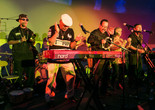 Calentura featuring Joe Bataan, Los Hacheros, Que Bajo, Nickodemus, and Subsuelo on September 27, 2015. Presented at MoMA PS1 as part of VW Sunday Sessions 2015-2016. Photograph: Charles Roussel.