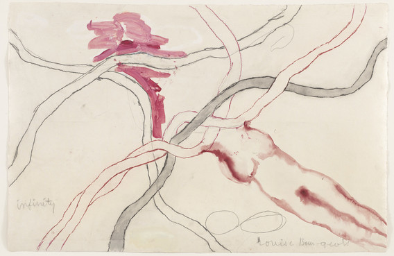 No. 5 of 14 from the installation set À l’Infini (To Infinity), 2008. Soft ground etching, with selective wiping, watercolor, gouache, pencil, colored pencil, and watercolor wash additions. The Museum of Modern Art, New York. Purchased with funds provided by Agnes Gund, Marie-Josée and Henry R. Kravis, Marlene Hess and James D. Zirin, Maja Oeri and Hans Bodenmann, and Katherine Farley and Jerry Speyer, and Richard S. Zeisler Bequest (by exchange). 590.2010.5