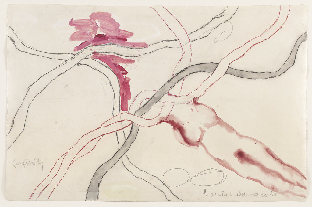 No. 5 of 14 from the installation set _À l’Infini (To Infinity),_ 2008. Soft ground etching, with selective wiping, watercolor, gouache, pencil, colored pencil, and watercolor wash additions. The Museum of Modern Art, New York. Purchased with funds provided by Agnes Gund, Marie-Josée and Henry R. Kravis, Marlene Hess and James D. Zirin, Maja Oeri and Hans Bodenmann, and Katherine Farley and Jerry Speyer, and Richard S. Zeisler Bequest (by exchange). 590.2010.5
