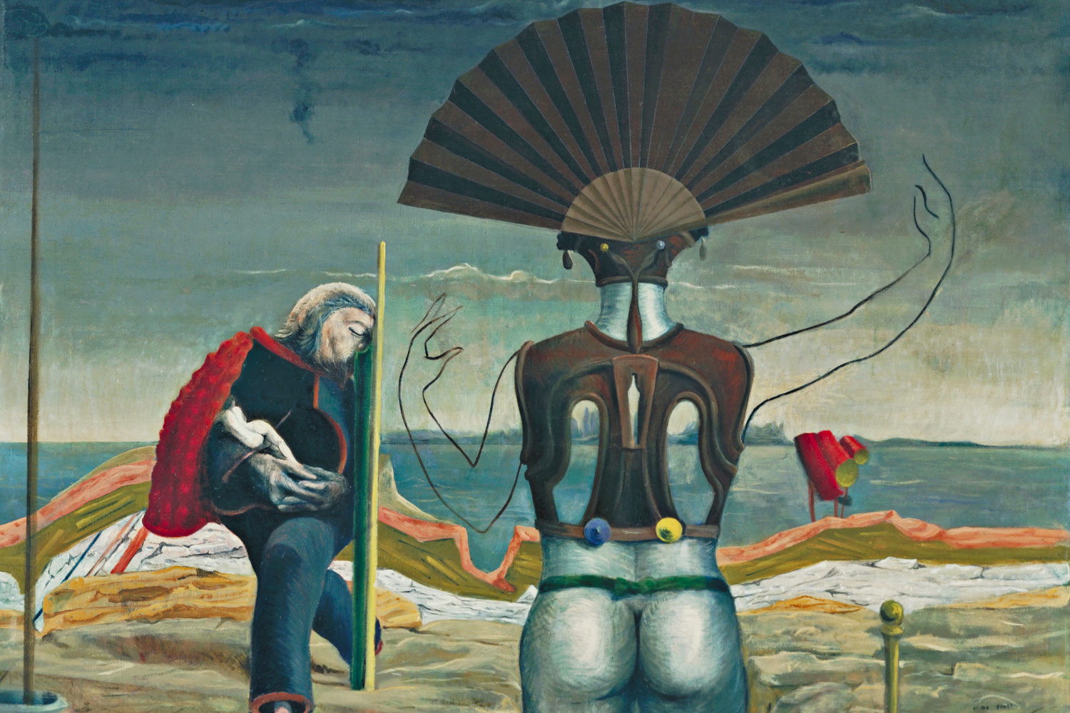 Max Ernst. Woman, Old Man, and Flower (Weib, Greis und Blume). Paris 1923, Eaubonne 1924. Oil on canvas, 38 x 51 1/4″ (96.5 x 130.2 cm). The Museum of Modern Art, New York. Purchase, 1937. Photo: Kate Keller. © 2017 Artists Rights Society (ARS), New York/ADAGP, Paris