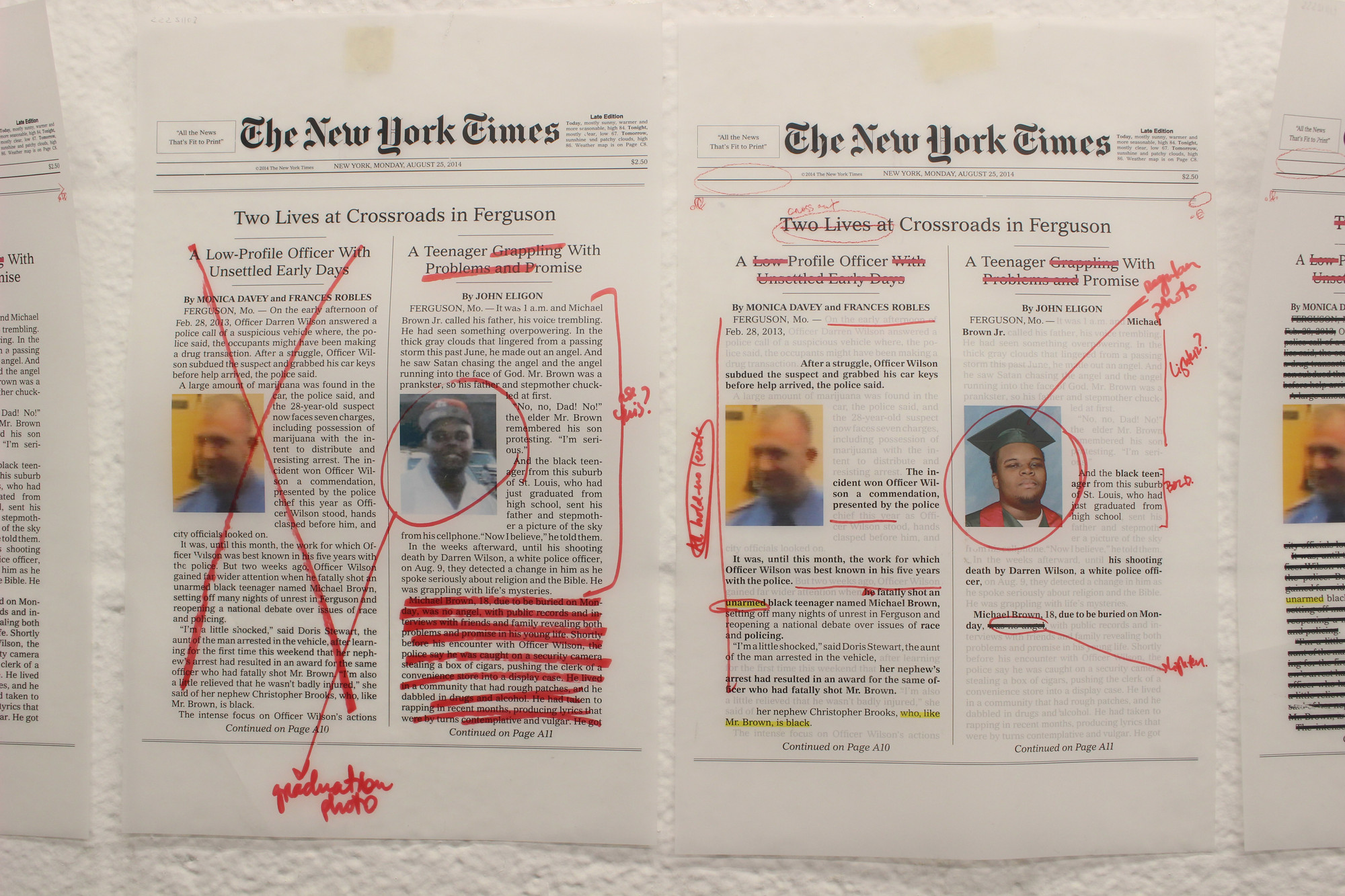 Alexandra Bell, A Teenager with Promise, Annotations I, 2017, Inkjet print on newsprint.