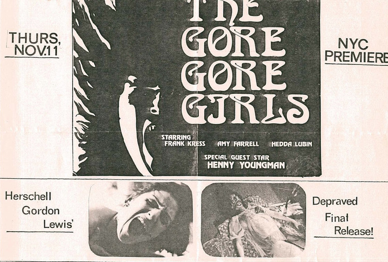 Flyer for a Club 57 screening of The Gore Gore Girls. 1972. USA. Directed by Herschell Gordon Lewis